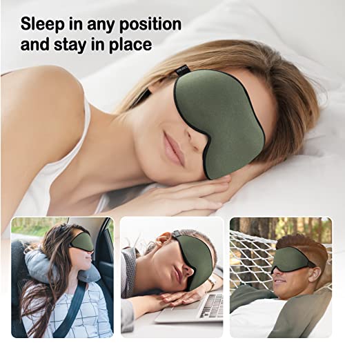 LitBear Sleep Mask for Side Sleeper Women Men, Eye Mask for Sleeping - color: Olive Green