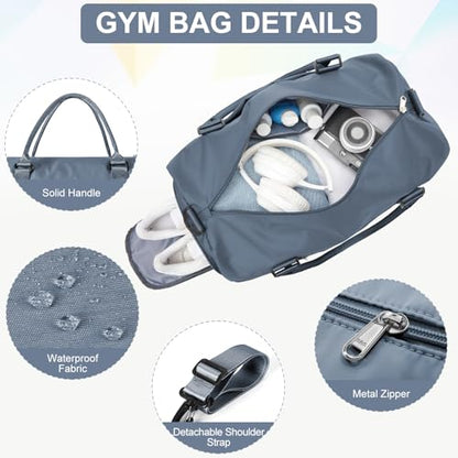 Gym Bags with Shoes Compartment Personal Item Travel Bag Blue - color: D3-Grey Blue+2Pcs Toiletry Bag