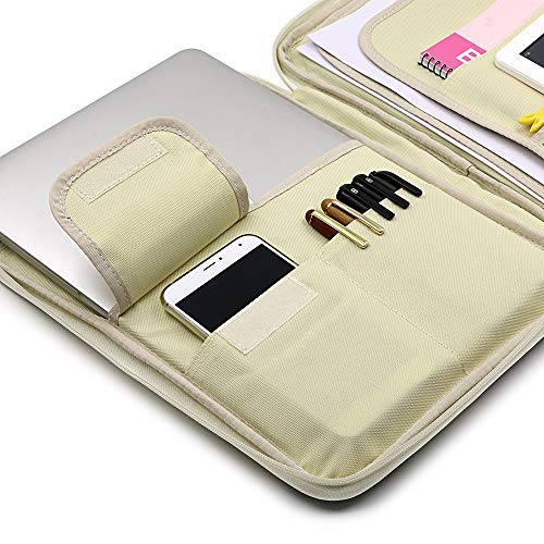 Multi-Functional Portfolio Travel Gear Organizer Electronics Accessories Document File Bag, Waterproof A4 Document Bag Zippered Case Pouch for Notebook, Journals, Sketchbooks