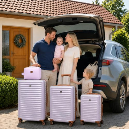 KUNEL Luggage Sets 5 Pcs suitcases with Wheels, 20/24/28Inch, Purple - color: Purple