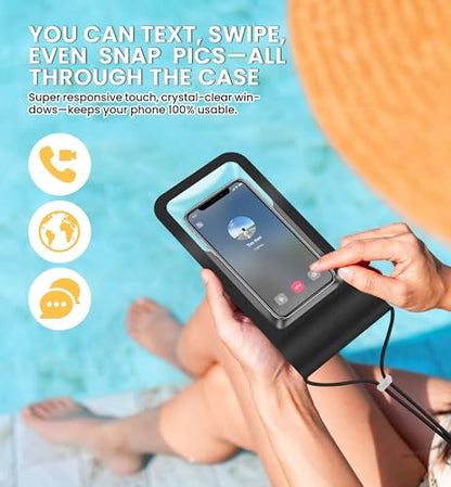 HiRui Universal Waterproof Phone Pouch, Black, Large - color: Black, size: Large