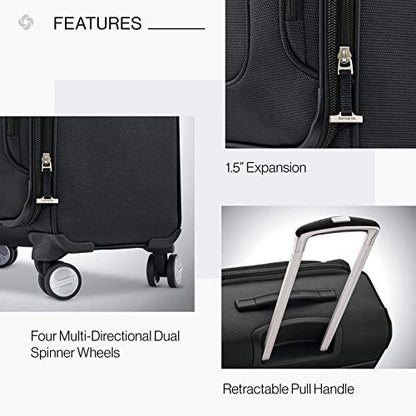 Samsonite Solyte DLX Softside Expandable Luggage with Spinner Wheels, Midnight Black, 2-Piece Set (20/25) - color: Midnight Black, size: 2-Piece Set (20/25)