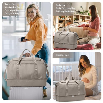 Extra Large Travel Duffle Bag, Carry-On Weekender Bags for Women Travel - color: Camel, size: Extra Large