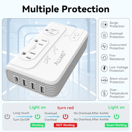 ALLWEI 2000W Voltage Converter 220V to 110V Travel Adapter