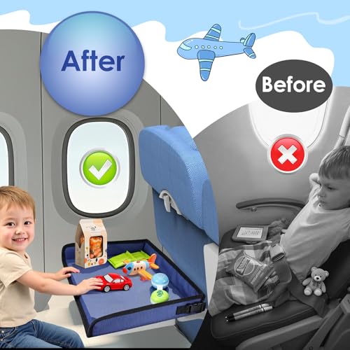 Kids Tray Table Cover, Airplane Tray Cover with Pockets - color: Navy Blue