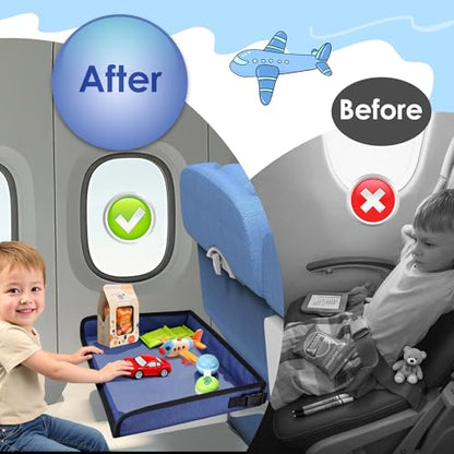Kids Tray Table Cover, Airplane Tray Cover with Pockets - color: Navy Blue