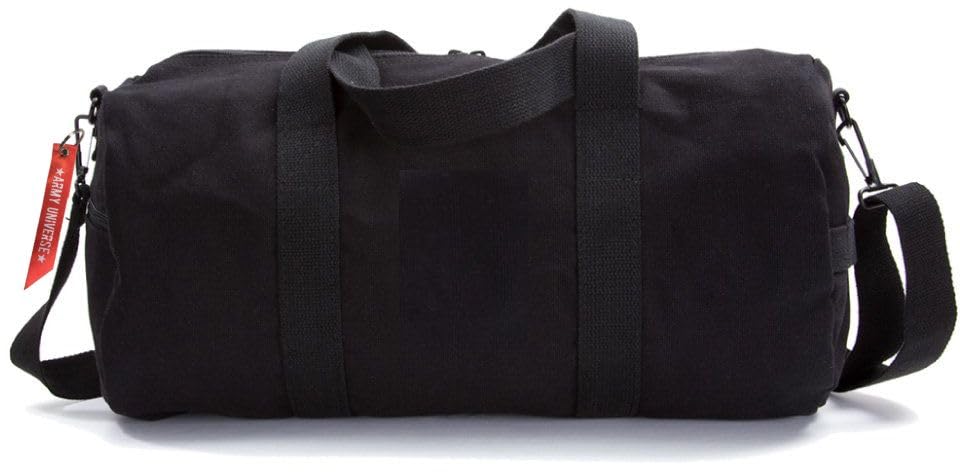 Canvas Roll Duffle Bag, Heavy-Duty Shoulder Travel Gym Gear & Equipment Carry Bag & Streamer, Black - 24" - color: Black, size: 24" x 12" x 12"