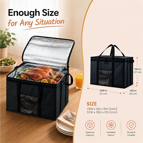 NZ home Insulated Food Delivery Bag, Grocery Cooler & Catering Tote - color: Green, size: 3XL