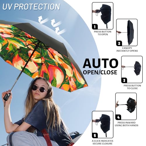SY COMPACT Travel Umbrella - Windproof Automatic Compact Umbrellas for Rain - color: UPF-Peach