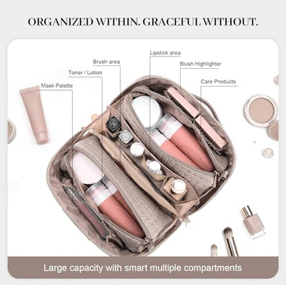 Travel Makeup Bag Organizer, Makeup Travel Bag, 3-Piece Set, Pink - color: 05White