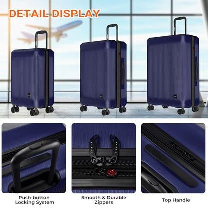 Verdi Hardside Carry On Luggage with Spinner Wheels, Lightweight Travel Suitcase - color: Navy, size: Carry-On 20-Inch