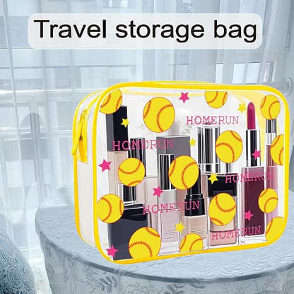 TSA Approved Toiletry Bag-2Pack,Clear Makeup Bags - color: Yellow Baseball-2pcs