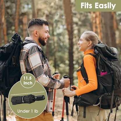 Windproof Compact Travel Umbrellas for Rain – Easy Auto Open Close, Automatic Durable Waterproof – Backpack, Portable, Lightweight Umbrellas for Travel - color: 1xBlack/Grey