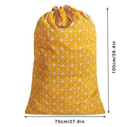 Extra Large Laundry Bag with Drawstring and Handle, Heavy Duty Travel Dirty Clothes Bag for Laundromat and Household, Durable Rip-Stop Laundry Hamper Liner, 22 Patterns(28 x 40 Inch) by SANFERGE - color: Yellow Geometry