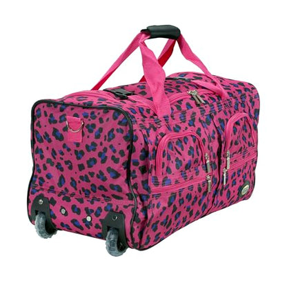 Rockland Rolling Duffel Bag, Black, 22" - color: Magenta Leopard, size: 22"