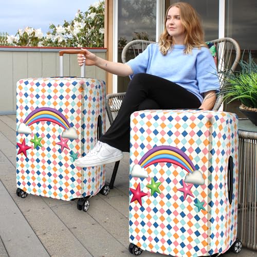 3 Pieces Luggage Covers For Suitcase Tsa Approved, 20" 24" 28" Elastic Suitcase Cover Protector, Anti-Scratch Travel Suitcase Cover Fits 19-28 Inch Luggage (Rainbow Star, S/M/L) - color: Rainbow Star-20/24/28 inches