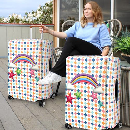 3 Pieces Luggage Covers For Suitcase Tsa Approved, 20" 24" 28" Elastic Suitcase Cover Protector, Anti-Scratch Travel Suitcase Cover Fits 19-28 Inch Luggage (Rainbow Star, S/M/L) - color: Rainbow Star-20/24/28 inches