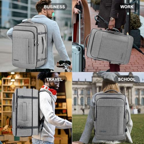 Gieury Carry On Backpack, 40-50L Expandable Travel Backpack Fits 17" Laptop - color: Grey, size: 2X-Large(20"x14"x10")