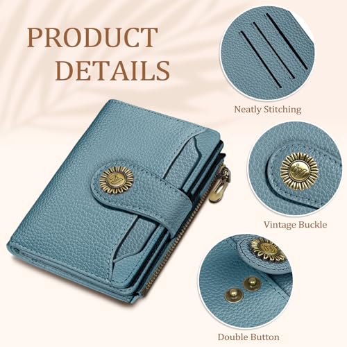 Icycay Blue Small Wallet Women RFID Blocking Bifold Credit Card Holder - color: 0 Blue