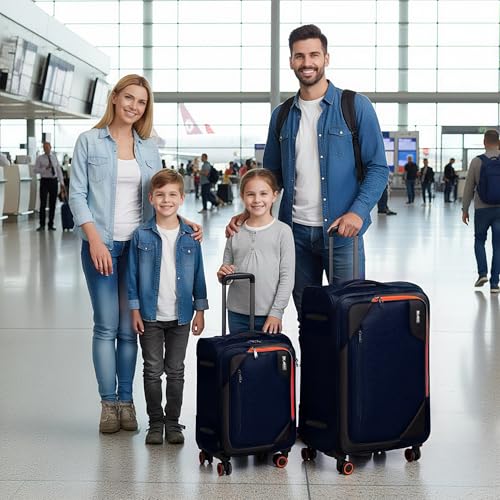 2-Piece(22/28in) Softside Luggage Set w/Front Open Pocket - color: Navy, size: 2-Piece Set (22"/28'')