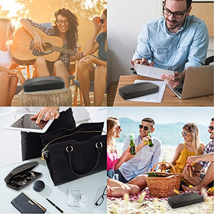 SMARTTOP Hard Shell Eyeglass Case- Glass Case With Cleaning Cloth, Glasses Case hard shell for men women - color: Black