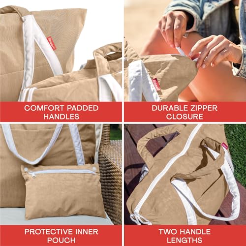 Bodysurf Beach Bag Waterproof Sandproof, Foldable Packable Travel Zip Tote - color: Sand, size: Medium