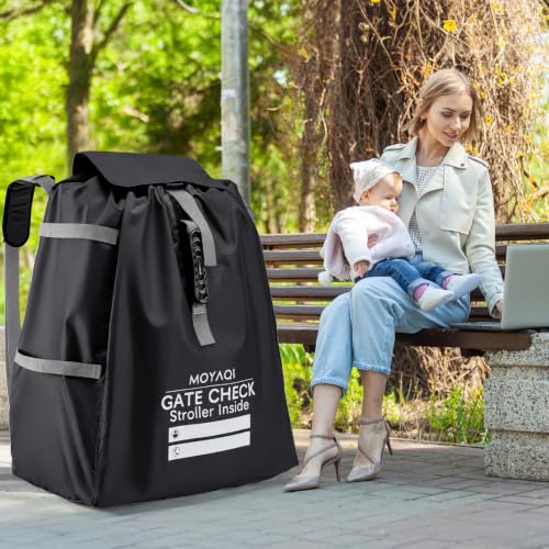 MOYAQI Stroller Travel Bag for Airplane, Gate Check Bag Backpack with Durable Nylon,Adjustable Carry Straps,Infant Carriers & Booster Seats (Classic Black) - color: Classic Black