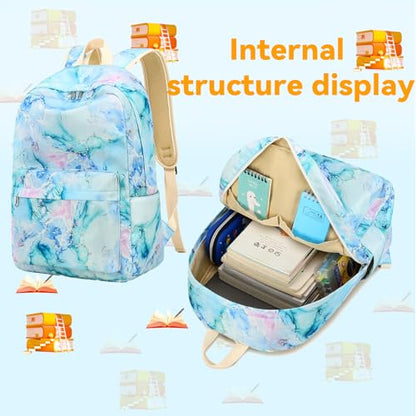 LEDAOU Girls Backpack, Kids School Bookbag, Backpack for Kids and Teens - color: Marble Tie Dye