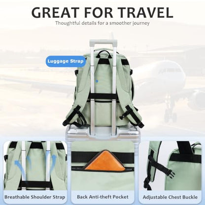 VANKEAN 40L Water- Resistant Laptop Backpack for Women College - color: Beige/Light Green, size: 40L