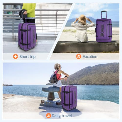 30" Expandable 15% Rolling Duffle Bag w/Wheels and Handle - color: 30''-Purple, size: 30in