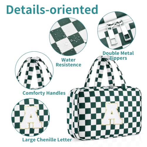 Personalized Travel Hanging Toiletry Makeup Bag Green Checkerboard A - color: Green Checkerboard, size: A