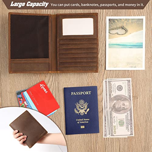Jack&Chris Leather Passport Holder RFID Blocking Passport Travel Wallet Cover Case for Men Women Brown JC17 - color: JC17-Light Brown