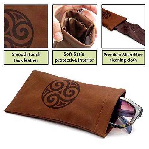 Soft Sunglasses case | Large Glasses Case Holder - Eyeglass Pouch Squeeze Top | Glasses pouch Lightweight Extra Layers - color: Ct8 Triskelion