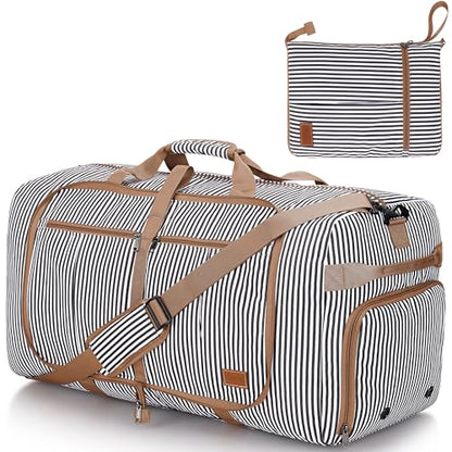 80L EXTRA LARGE Foldable Waterproof Travel Duffle Bag for Men and Women - color: Stripe, size: 80L
