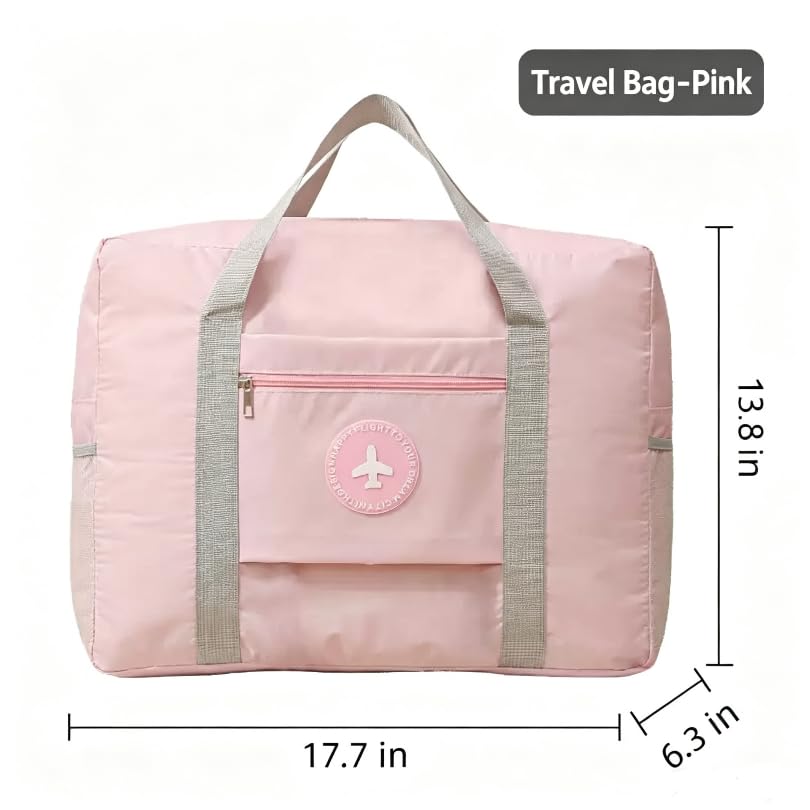 Lightweight Travel Duffel Bag, Foldable Carry on Weekender Overnight - color: Pink