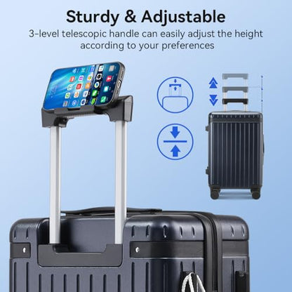 3-Piece Hardside Luggage Set with Spinner Wheels, Blue | PC+ABS Travel Suitcase Sets Hardshell Rolling Luggage Lightweight Durable - color: Blue, size: 20''/24''/28''