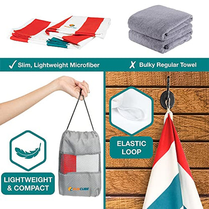 SUN CUBE Microfiber Beach Towel Quick Dry with Carry Bag, Red 78x35 Inch - color: Red, size: 78.00" x 35.00"