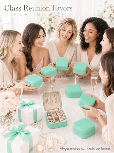 Homde Travel Jewelry Case for Women: 6 Small Boxes for Group&Team Gift - color: Teal