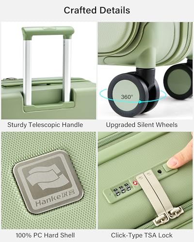 Hanke Expandable Large Checked Luggage, 28 Inch Top Opening Suitcase - color: Bamboo Green, size: 28 Inch EXT