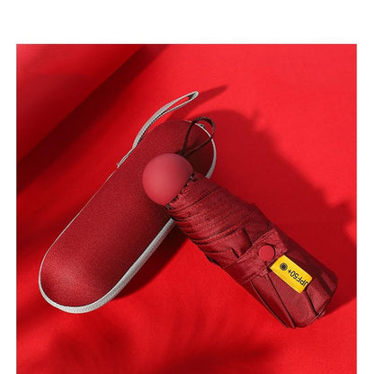 Mini Travel Umbrella with Umbrella Case - color: deep red