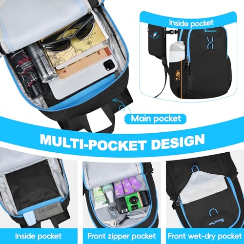 Seektop 15L Foldable Lightweight Hiking Backpack for Men and Women - color: Black