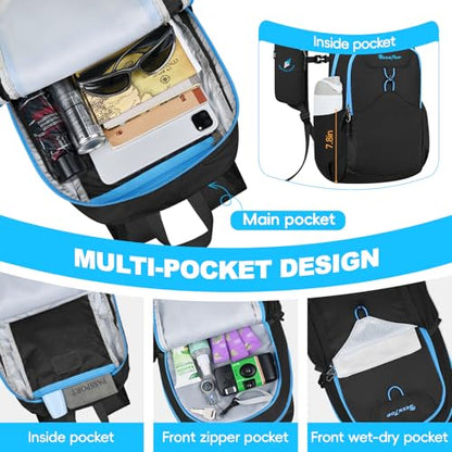 Seektop 15L Foldable Lightweight Hiking Backpack for Men and Women - color: Black