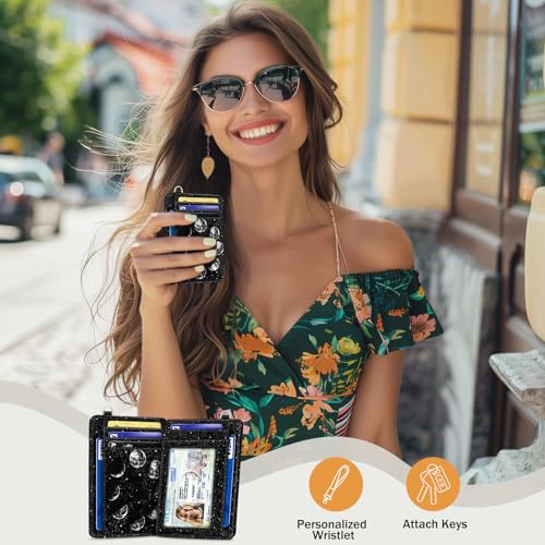 Yonlevres Moon Lunar Credit Card Holder Slim RFID Wallet Women Small Travel - color: Moon