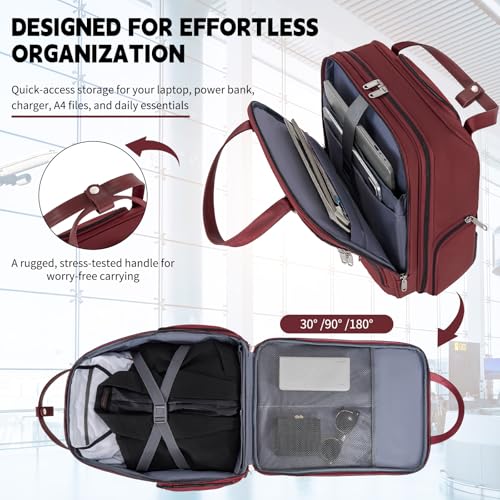 Underseat Carry On Luggage with Wheels, Burgundy, 17" - color: Burgundy