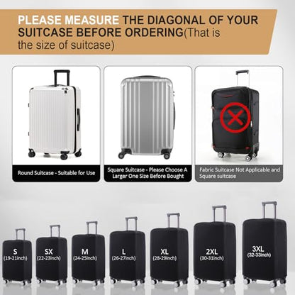 Travel Luggage Cover Suitcase Protector Scratch-Resistant Fit 19-31 Inch, Not Included Suitcase (Black, L(26-27inch)) - color: Black, size: 26-27 inch