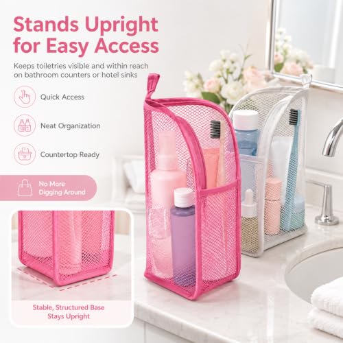 4 Pack Standing Makeup Bags, Waterproof Foldable Travel Toiletry Bags