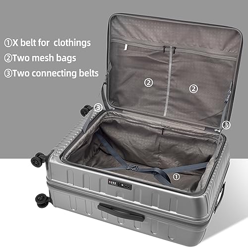 Kaleenie 2 PCS 20/29 Luggage Sets, 20” Cabin Luggage 29” Side Open Suitcase - color: Dark Gray, size: 20/29 Set