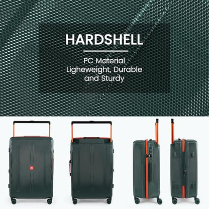 30" Luggage w/TSA LOCK,PC Hardshell Wide Handle Suitcase - color: Green, size: Checked-Large 30-Inch