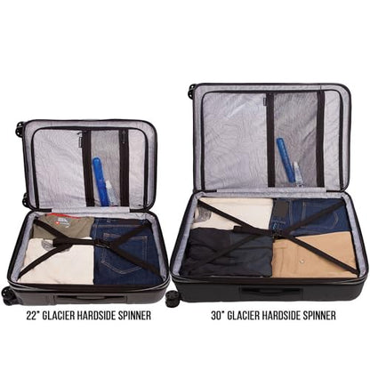 Eddie Bauer Glacier Hardside Spinner Durable PC/ABS Construction 2-Piece Set Suitcase Luggage, Carbon - color: Carbon, size: 2-Piece Luggage Set