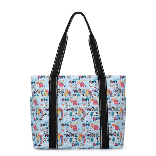 Tote Bag for Women with LaptopCompartment & Cup Holder - color: Sunny Pasture